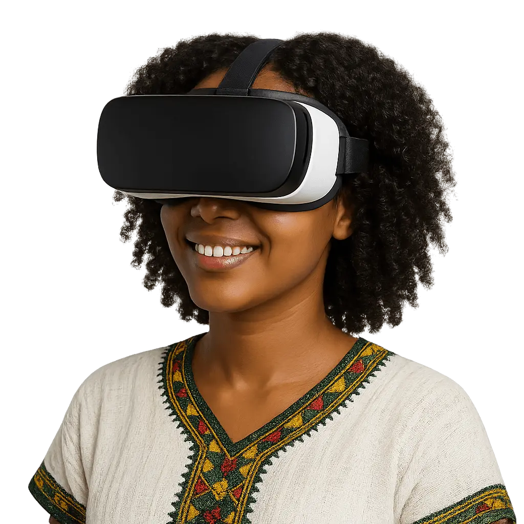 Habesha Girl wearing VR device Habesha Girl wearing VR device
