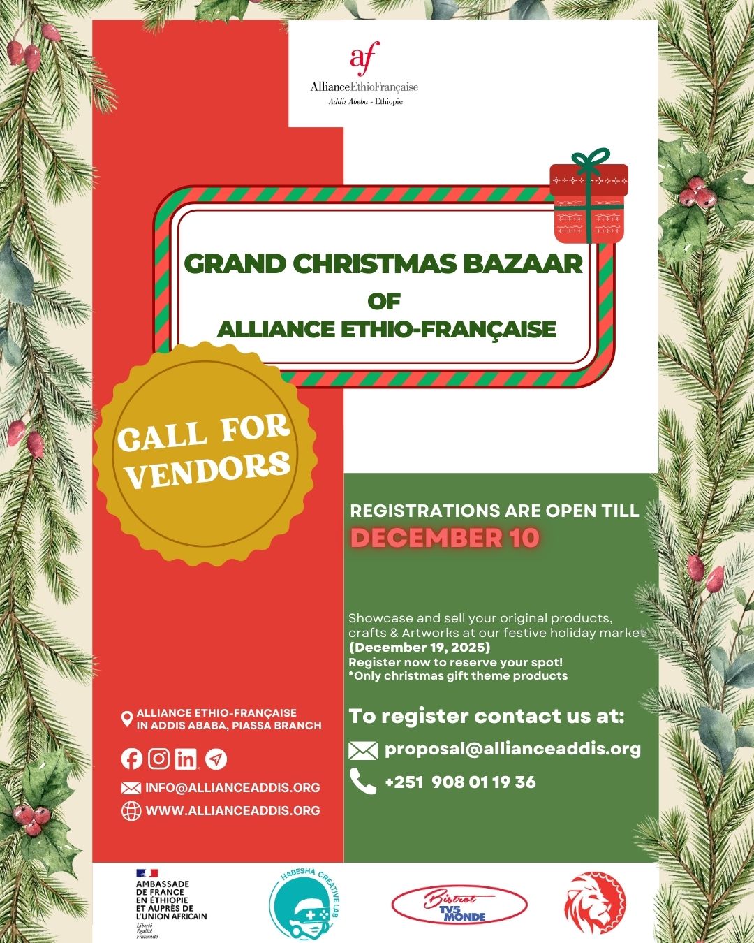 Grand Christmas Bazaar Vendor Call out 